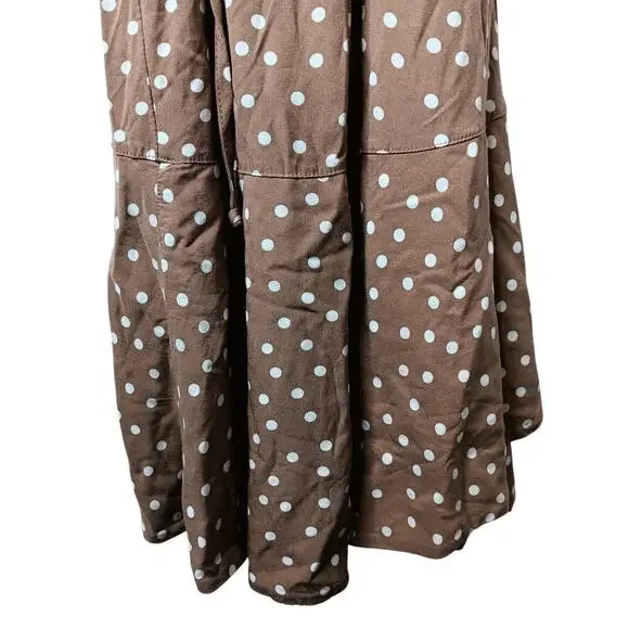 L*Space Brown White Polka Dot Maxi Dress L Large Spaghetti Strap Wrap - Picture 10 of 16